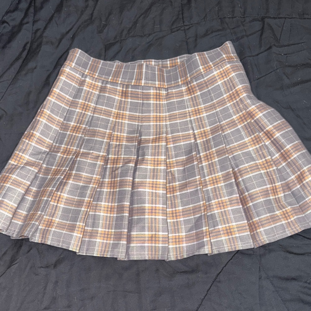 Title: Blue & Gold Plaid School Girl Skirt – Size L – Worn Once